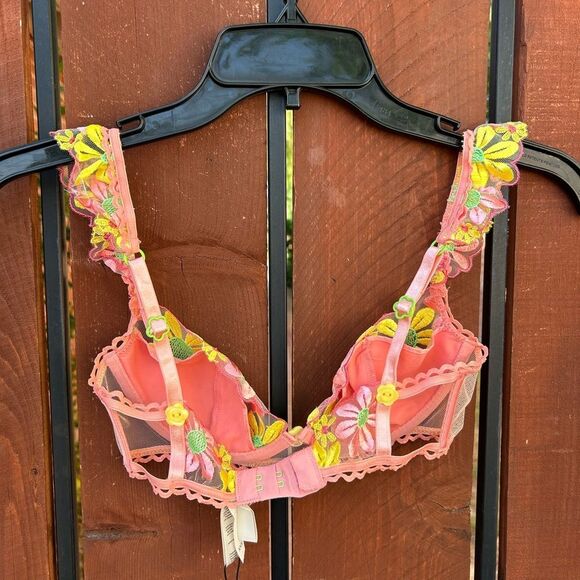 For Love And Lemons Daisy Jane Embroidery Underwire Bra XXS NWT - Picture 4 of 8